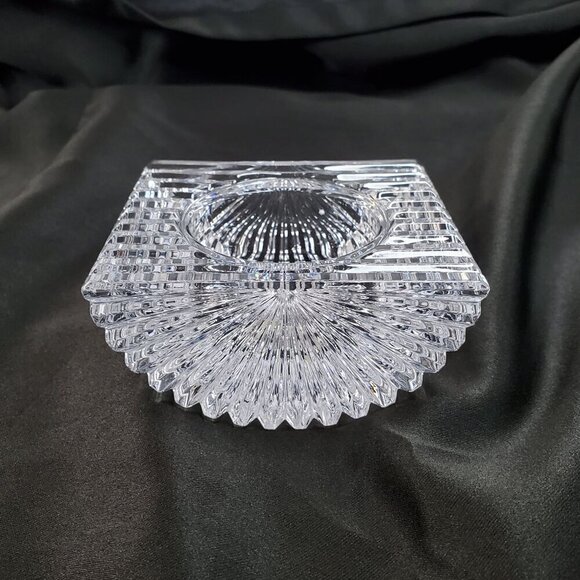 Vintage "Vide Poche" French Cut Crystal Trinket Dish Candle Holder Tea Light 4" - Picture 1 of 14